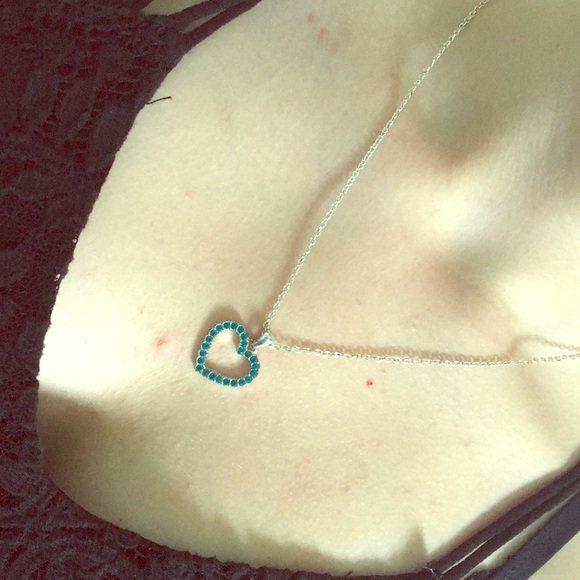 Turquoise Heart Necklace on a Silver Chain - Picture 1 of 4